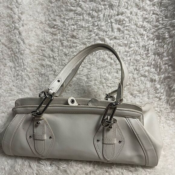 COLE HAAN TRINITY Baguette style Leather White Satchel silver tone hardwares. - Picture 5 of 14